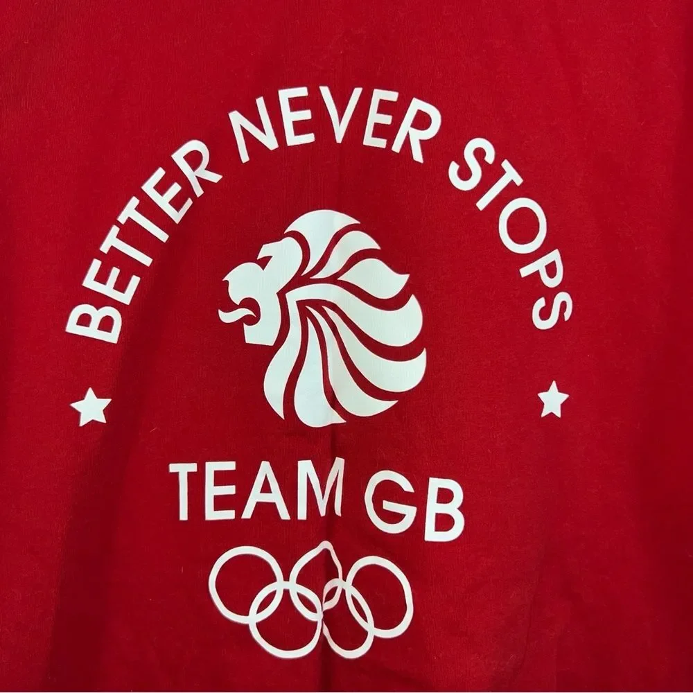 Adidas Three Blue Stripe Great Britain Red Short Sleeve Tee 0626